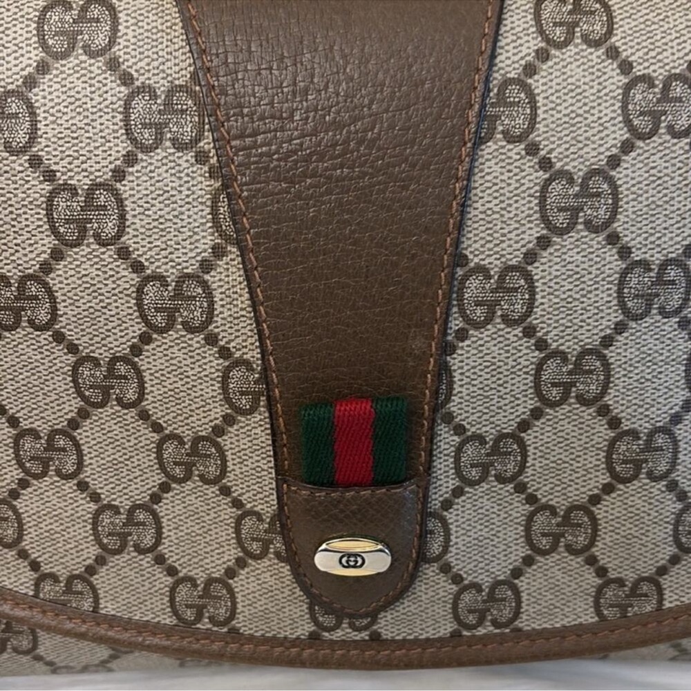 Authentic Vintage GUCCI GG Supreme Sherry Line PVC Leather Clutch HandBag EUC - Picture 10 of 14